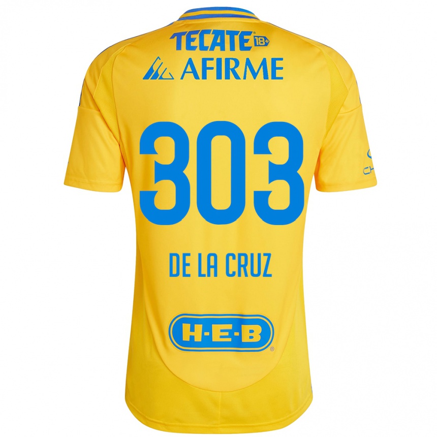 Niño Fútbol Camiseta Erick De La Cruz #303 Oro Amarillo 1ª Equipación 2024/25 Perú