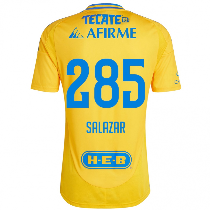 Niño Fútbol Camiseta Bryan Salazar #285 Oro Amarillo 1ª Equipación 2024/25 Perú