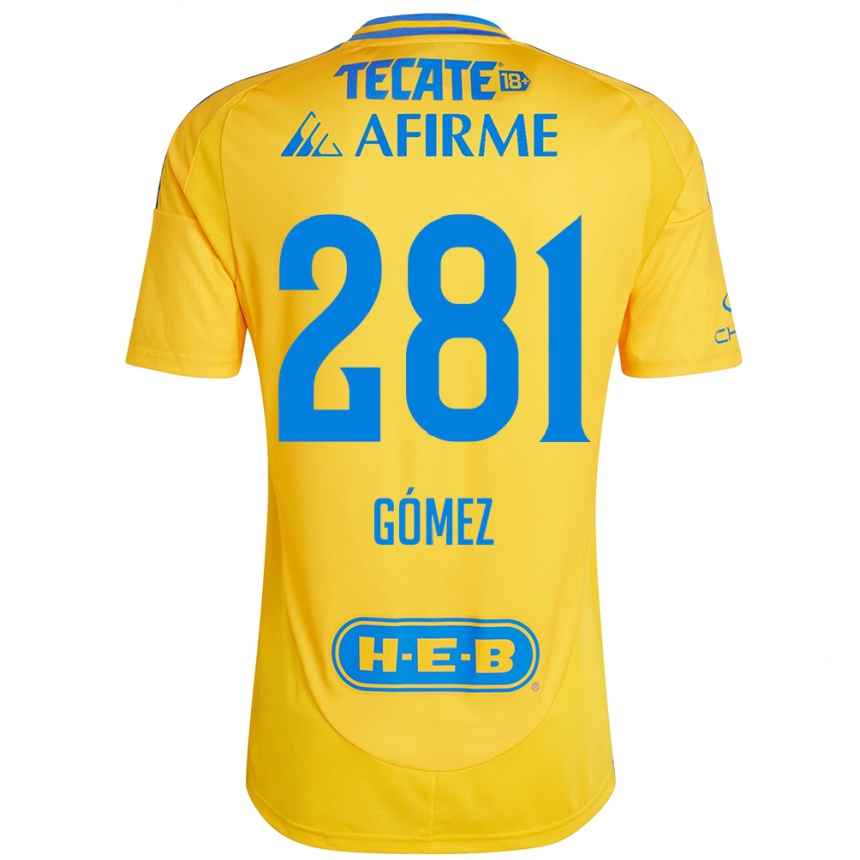 Niño Fútbol Camiseta Luis Gómez #281 Oro Amarillo 1ª Equipación 2024/25 Perú