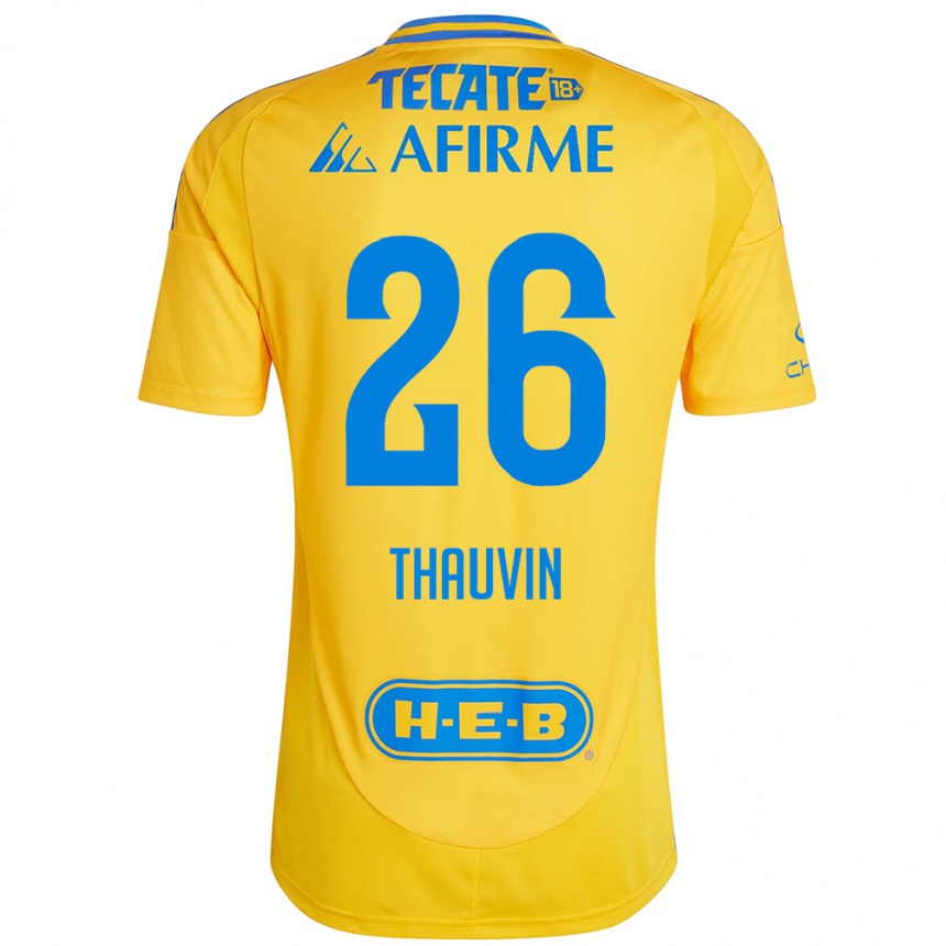 Niño Fútbol Camiseta Florian Thauvin #26 Oro Amarillo 1ª Equipación 2024/25 Perú