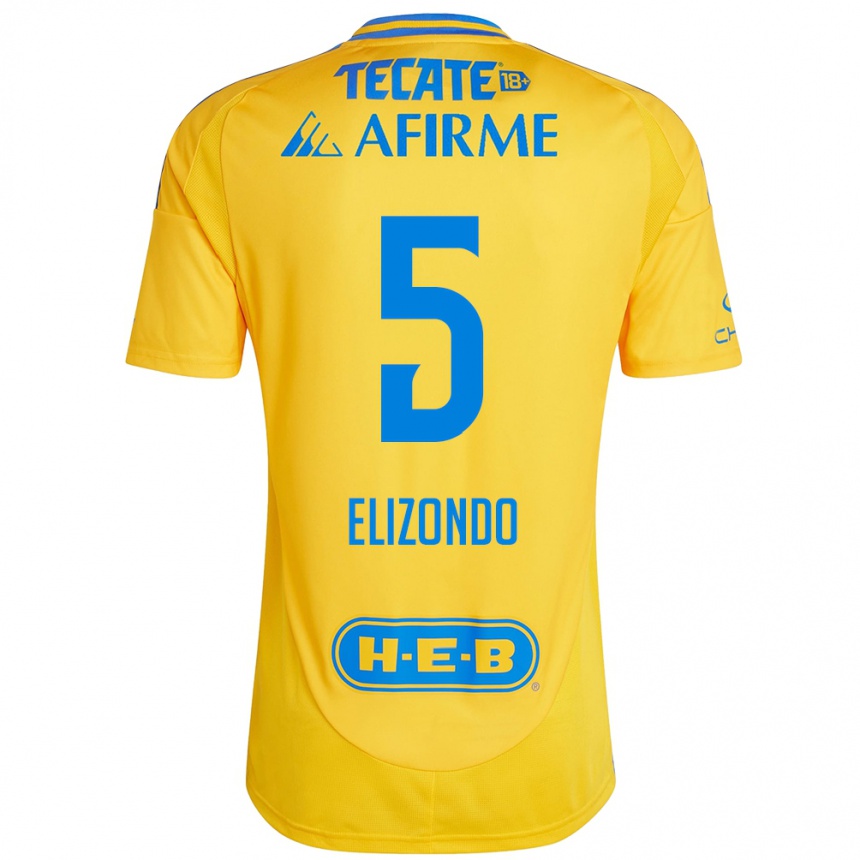 Niño Fútbol Camiseta Fernanda Elizondo #5 Oro Amarillo 1ª Equipación 2024/25 Perú