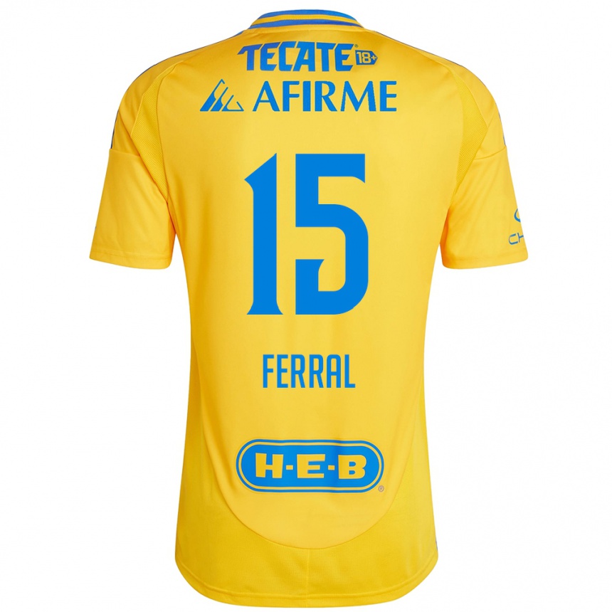 Niño Fútbol Camiseta Cristina Ferral #15 Oro Amarillo 1ª Equipación 2024/25 Perú