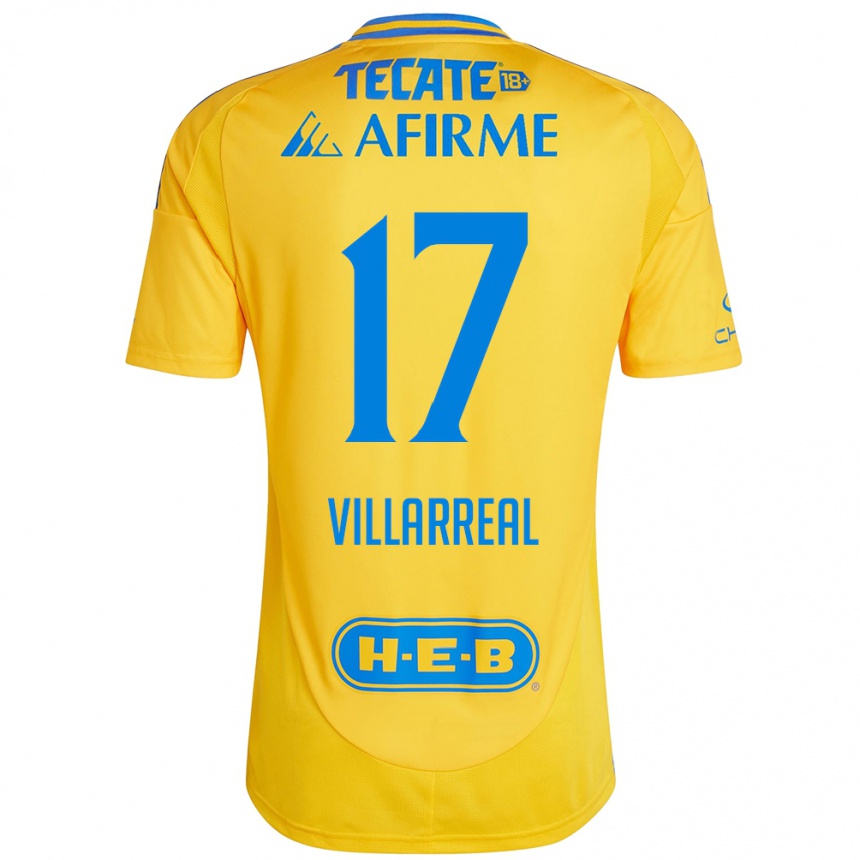 Niño Fútbol Camiseta Natalia Villarreal #17 Oro Amarillo 1ª Equipación 2024/25 Perú