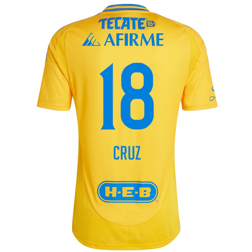 Niño Fútbol Camiseta Belen Cruz #18 Oro Amarillo 1ª Equipación 2024/25 Perú