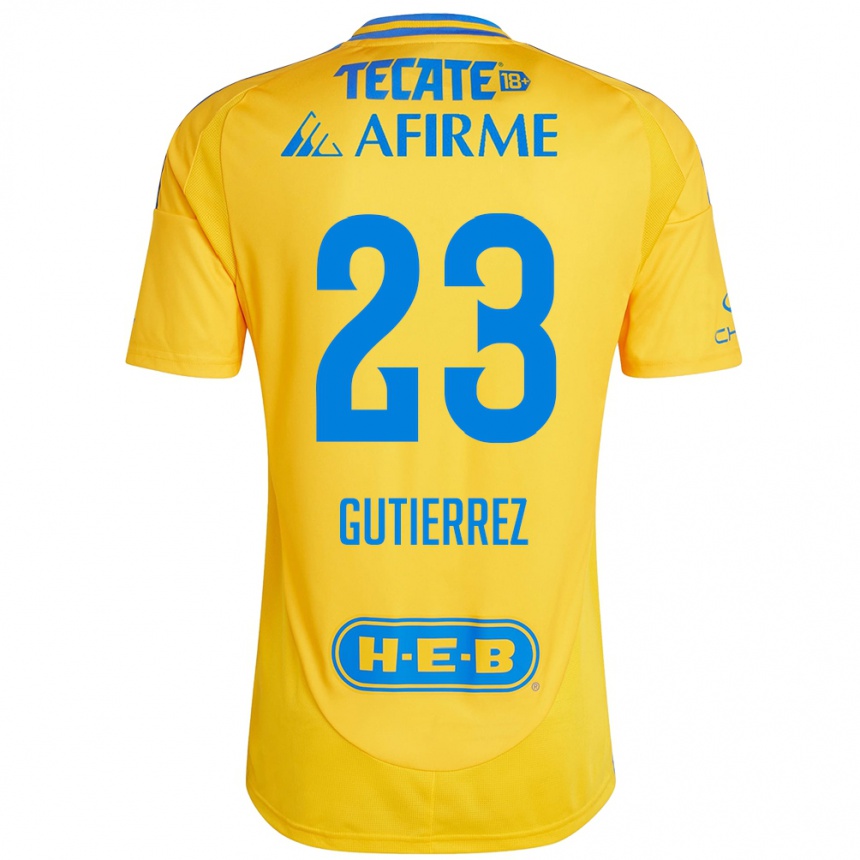 Niño Fútbol Camiseta Jana Gutierrez #23 Oro Amarillo 1ª Equipación 2024/25 Perú