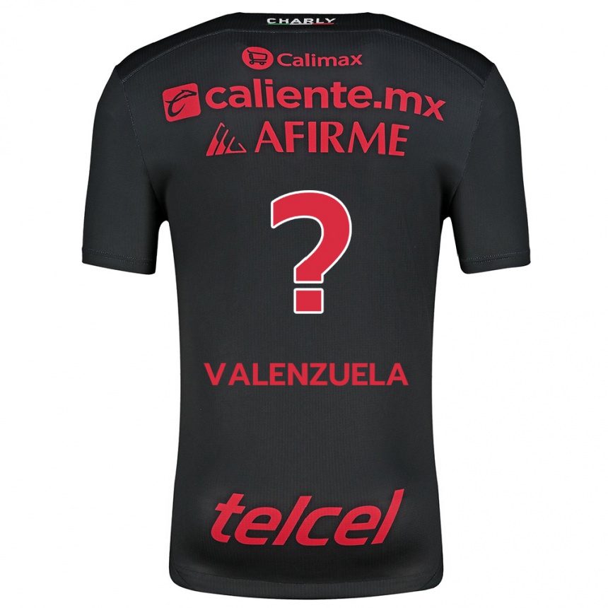 Niño Fútbol Camiseta Carlos Valenzuela #0 Negro Rojo 1ª Equipación 2024/25 Perú