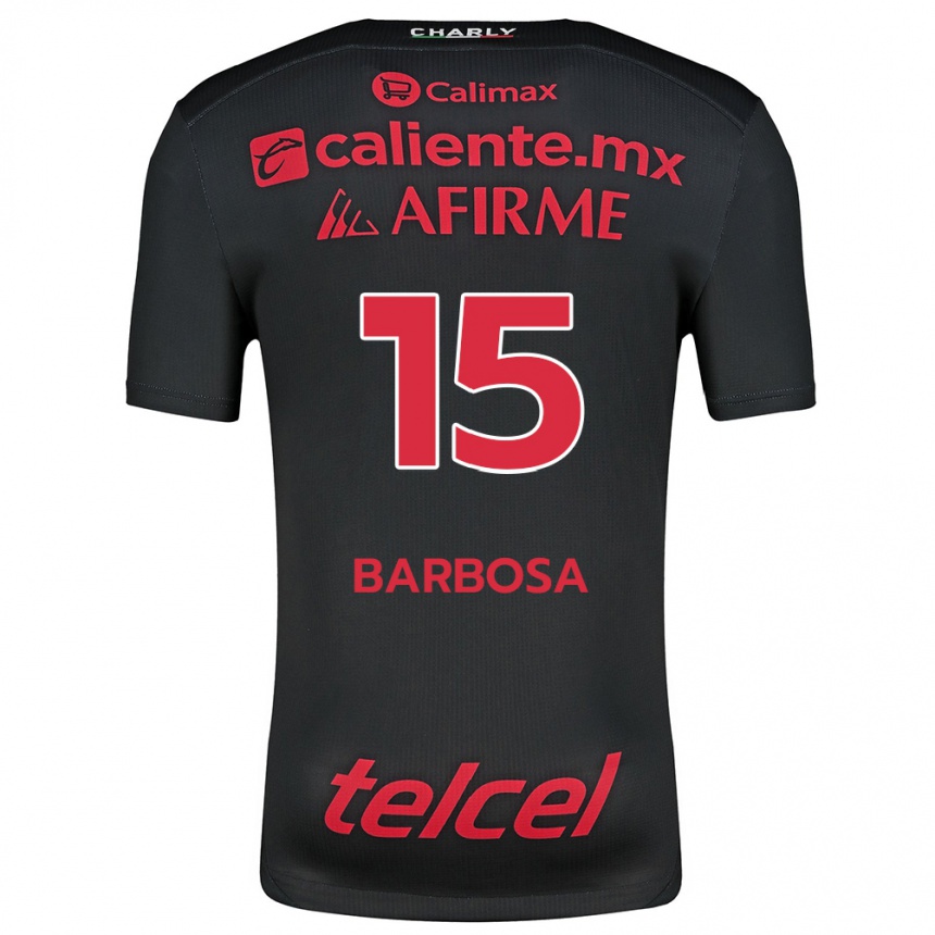 Niño Fútbol Camiseta Diego Barbosa #15 Negro Rojo 1ª Equipación 2024/25 Perú