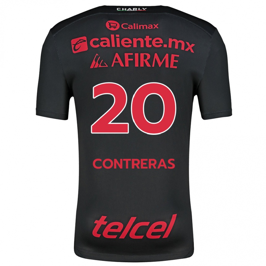 Niño Fútbol Camiseta Francisco Contreras #20 Negro Rojo 1ª Equipación 2024/25 Perú