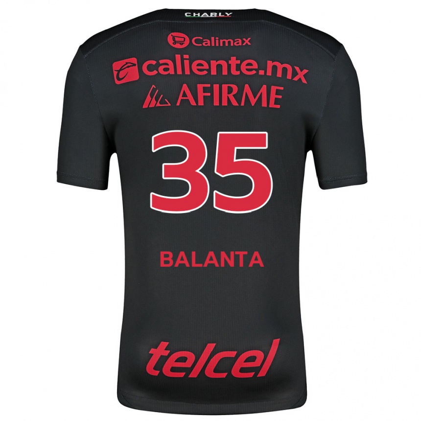 Niño Fútbol Camiseta Kevin Balanta #35 Negro Rojo 1ª Equipación 2024/25 Perú