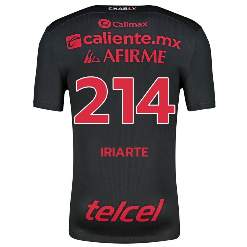 Niño Fútbol Camiseta Oliver Iriarte #214 Negro Rojo 1ª Equipación 2024/25 Perú