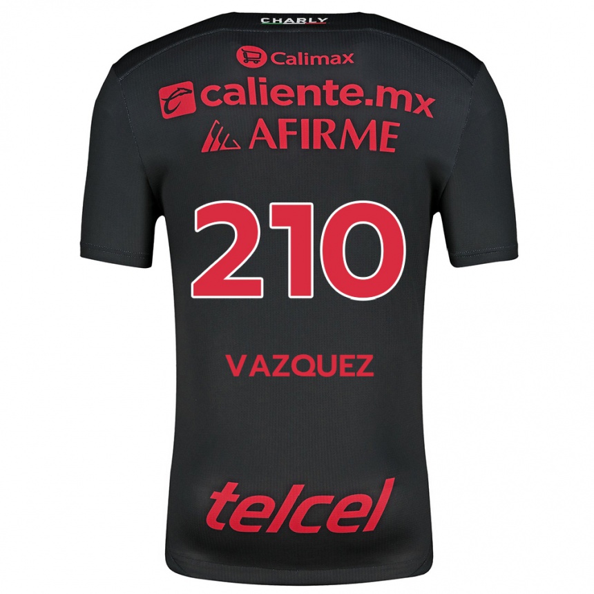 Niño Fútbol Camiseta Daniel Vázquez #210 Negro Rojo 1ª Equipación 2024/25 Perú