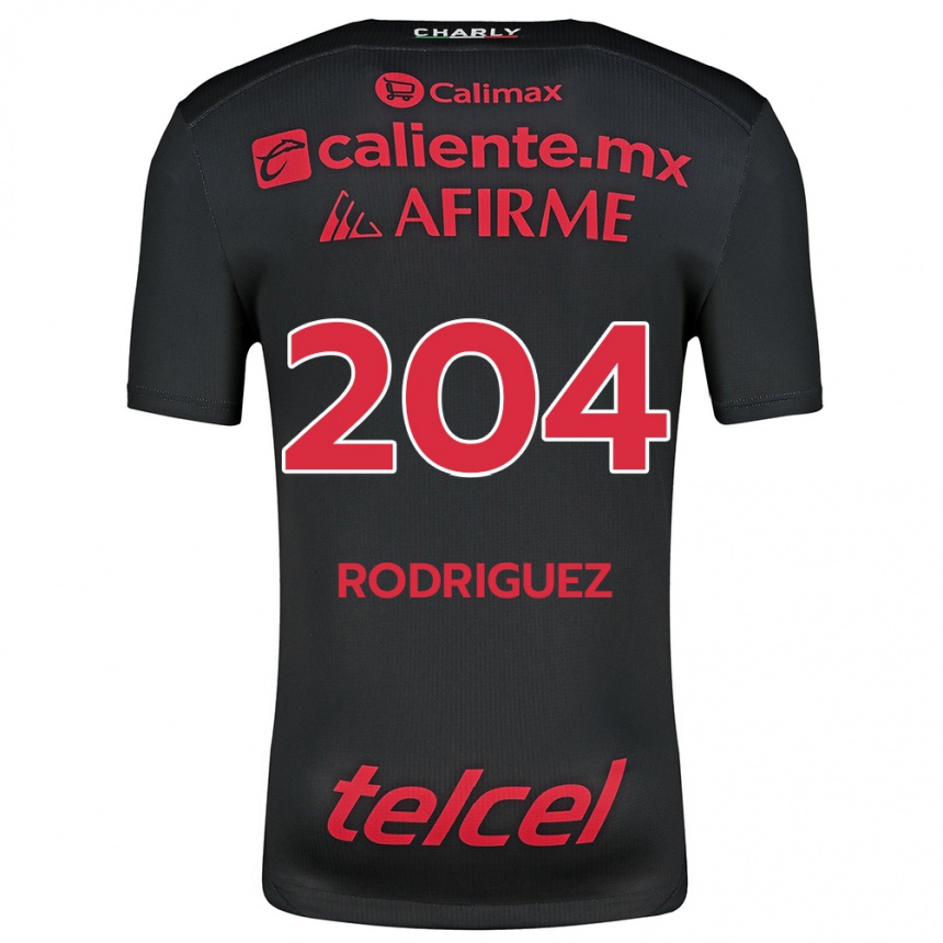 Niño Fútbol Camiseta Jesús Rodríguez #204 Negro Rojo 1ª Equipación 2024/25 Perú