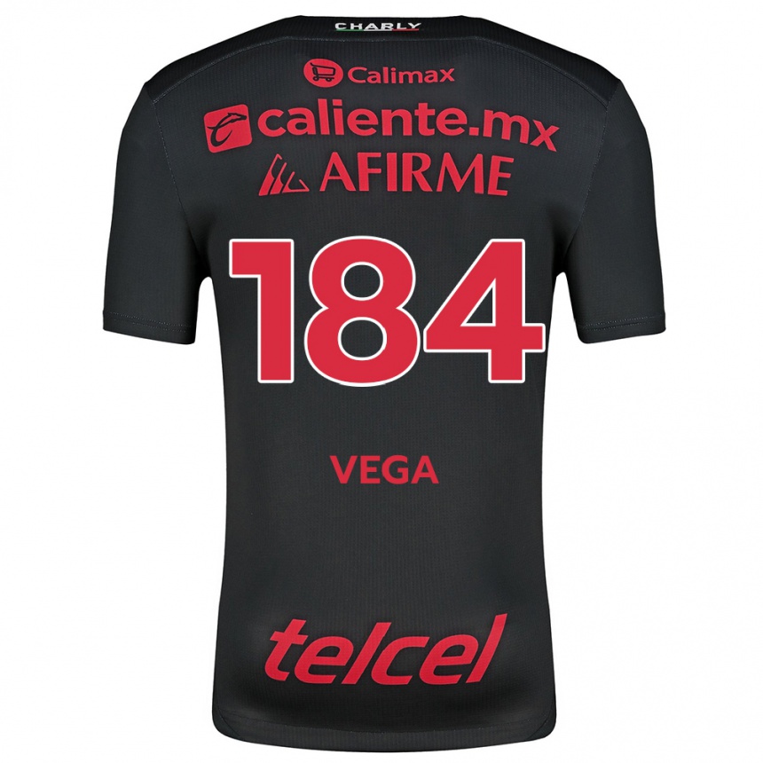 Niño Fútbol Camiseta Daniel Vega #184 Negro Rojo 1ª Equipación 2024/25 Perú