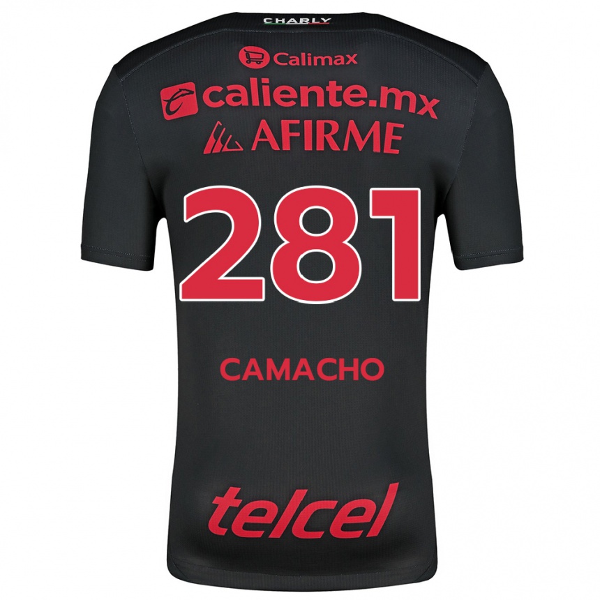 Niño Fútbol Camiseta Javier Camacho #281 Negro Rojo 1ª Equipación 2024/25 Perú