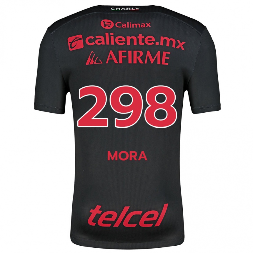 Niño Fútbol Camiseta Gilberto Mora #298 Negro Rojo 1ª Equipación 2024/25 Perú