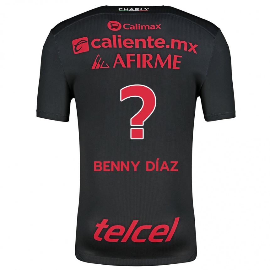 Niño Fútbol Camiseta Benny Díaz #0 Negro Rojo 1ª Equipación 2024/25 Perú