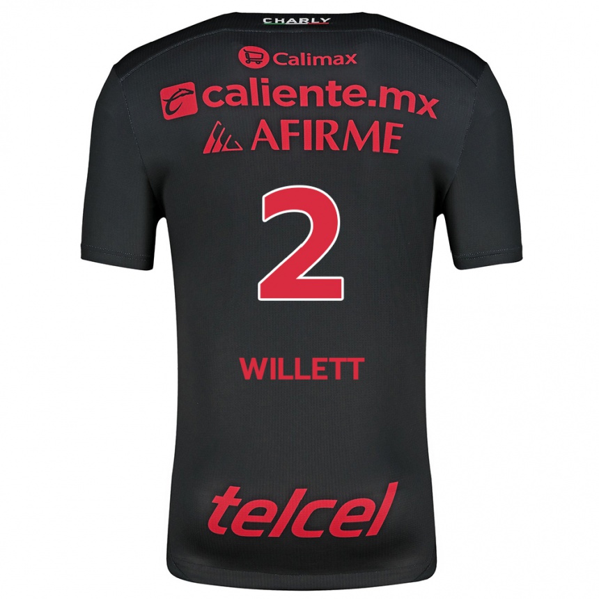 Niño Fútbol Camiseta Adyson Willett #2 Negro Rojo 1ª Equipación 2024/25 Perú