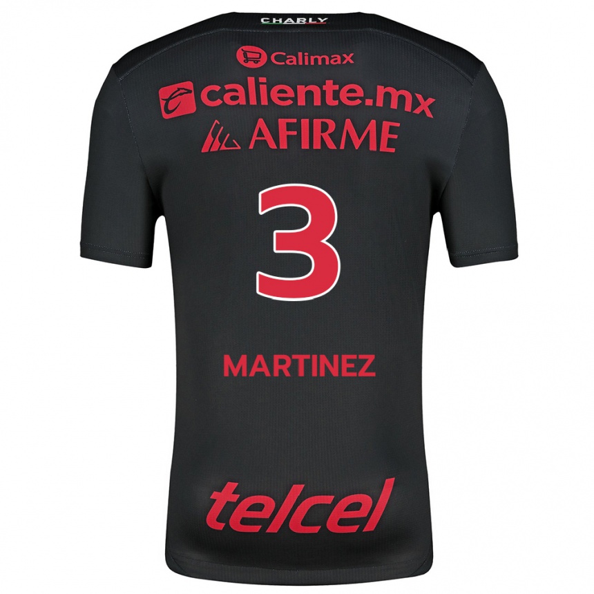 Niño Fútbol Camiseta Nathaly Martínez #3 Negro Rojo 1ª Equipación 2024/25 Perú