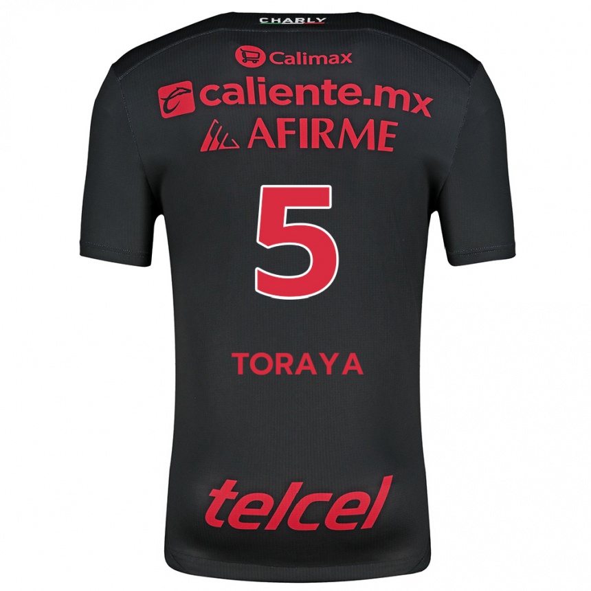 Niño Fútbol Camiseta Yadira Toraya #5 Negro Rojo 1ª Equipación 2024/25 Perú