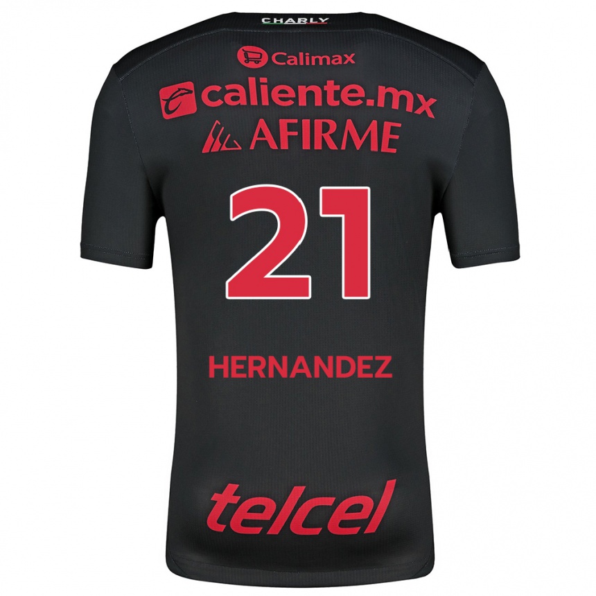 Niño Fútbol Camiseta Inglis Hernández #21 Negro Rojo 1ª Equipación 2024/25 Perú