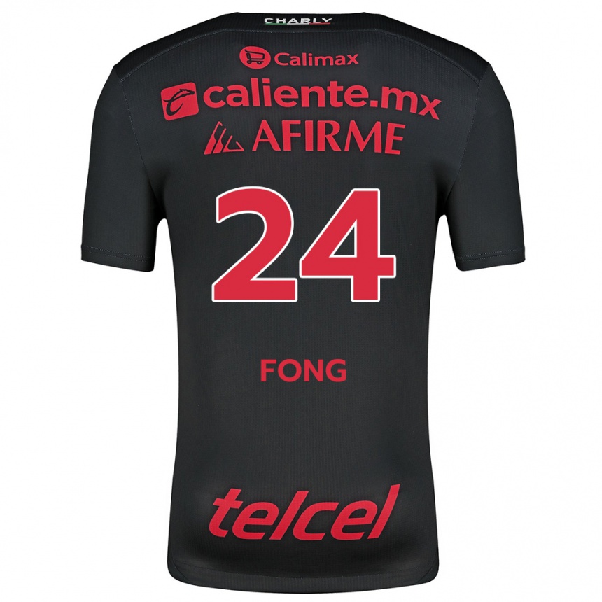 Niño Fútbol Camiseta Michel Fong #24 Negro Rojo 1ª Equipación 2024/25 Perú