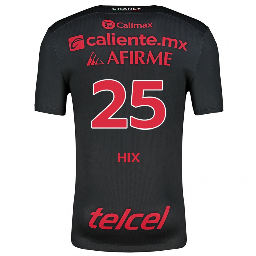 Niño Fútbol Camiseta Angelina Hix #25 Negro Rojo 1ª Equipación 2024/25 Perú