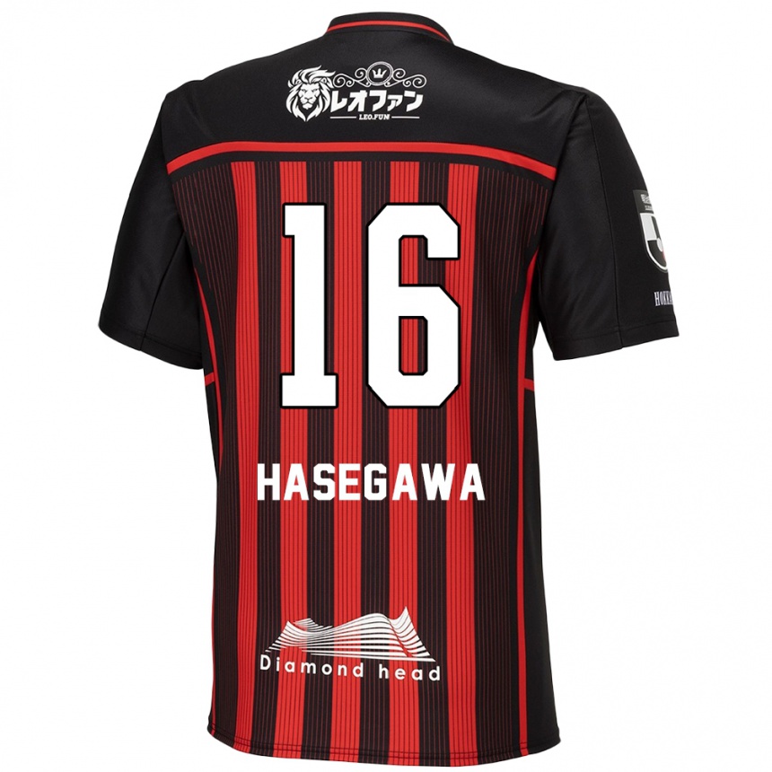 Niño Fútbol Camiseta Tatsuya Hasegawa #16 Negro Rojo 1ª Equipación 2024/25 Perú