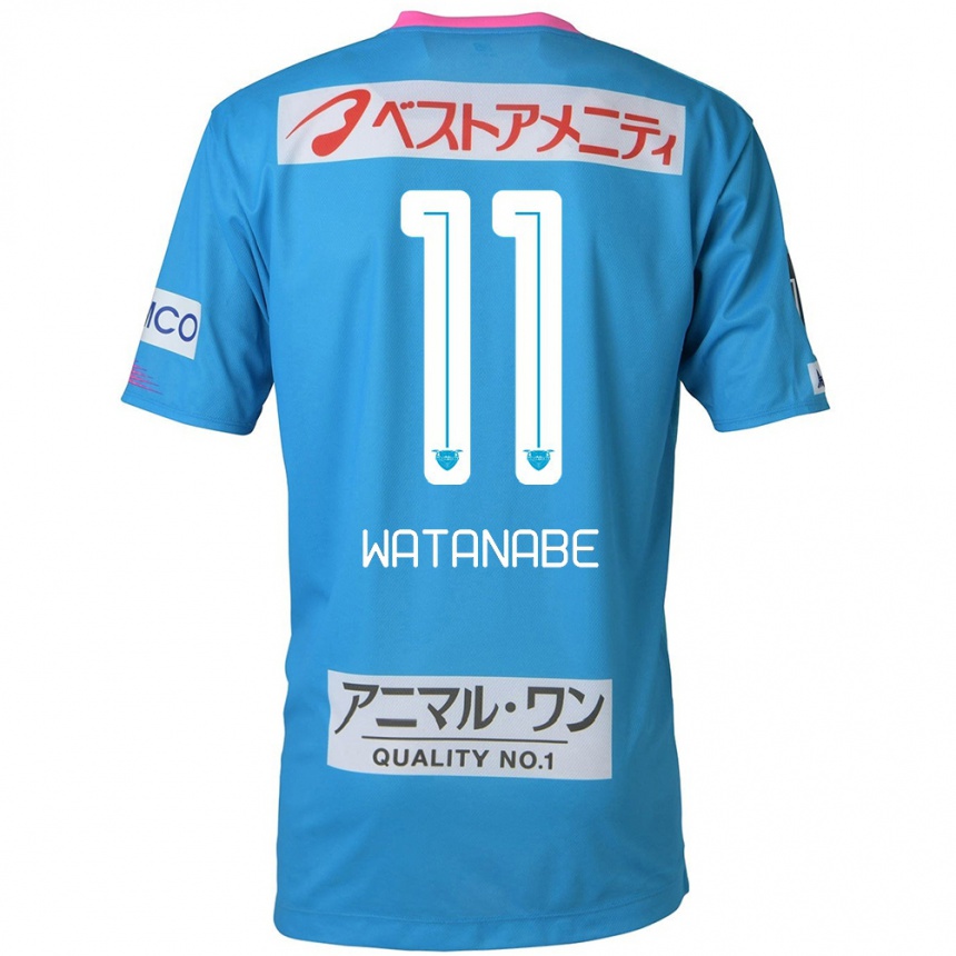 Niño Fútbol Camiseta Shion Watanabe #11 Azul Rosado 1ª Equipación 2024/25 Perú