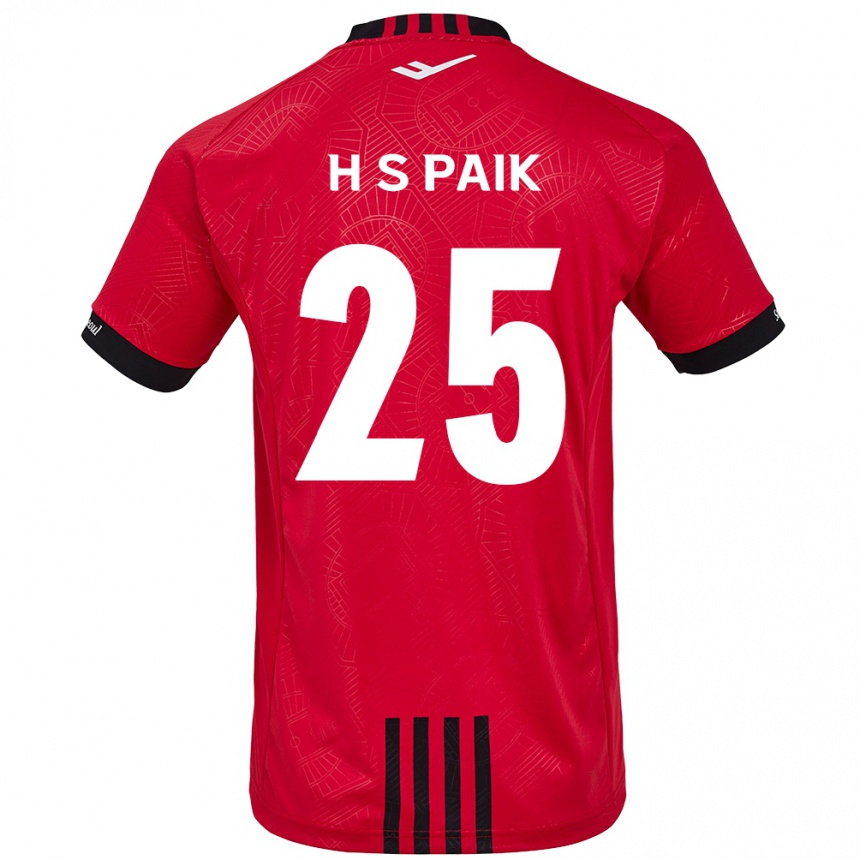 Niño Fútbol Camiseta Sang-Hoon Paik #25 Negro Rojo 1ª Equipación 2024/25 Perú