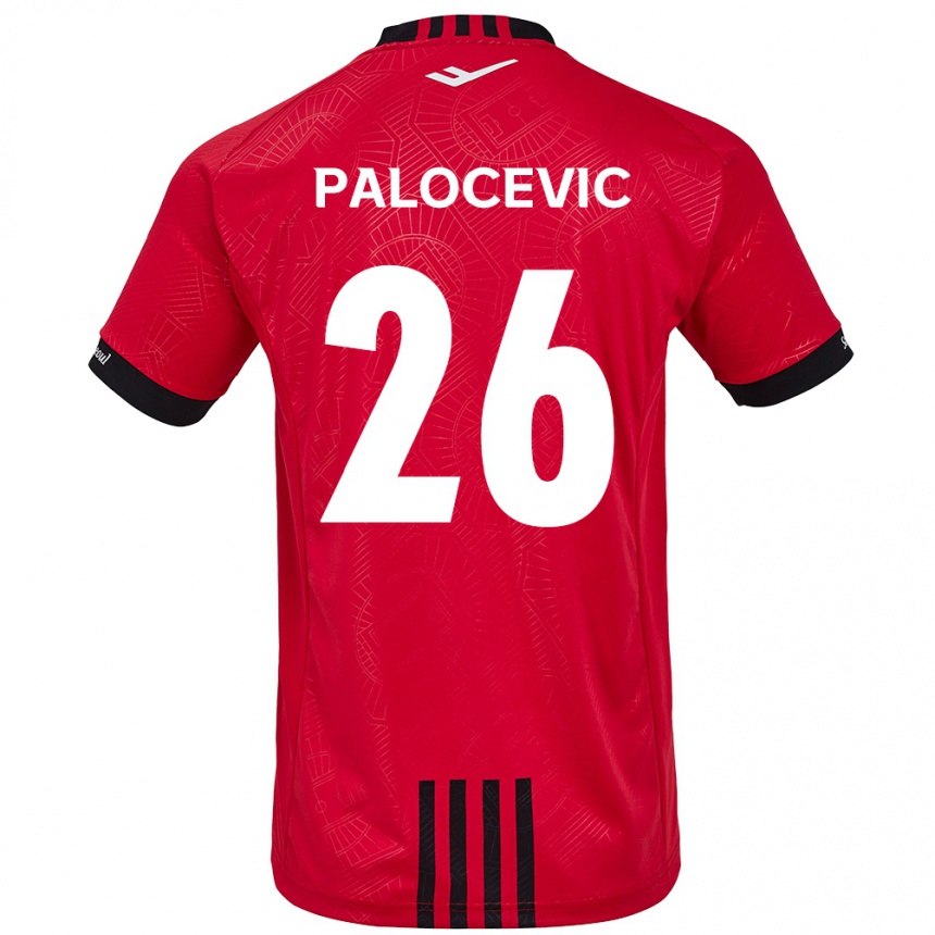 Niño Fútbol Camiseta Aleksandar Palocevic #26 Negro Rojo 1ª Equipación 2024/25 Perú