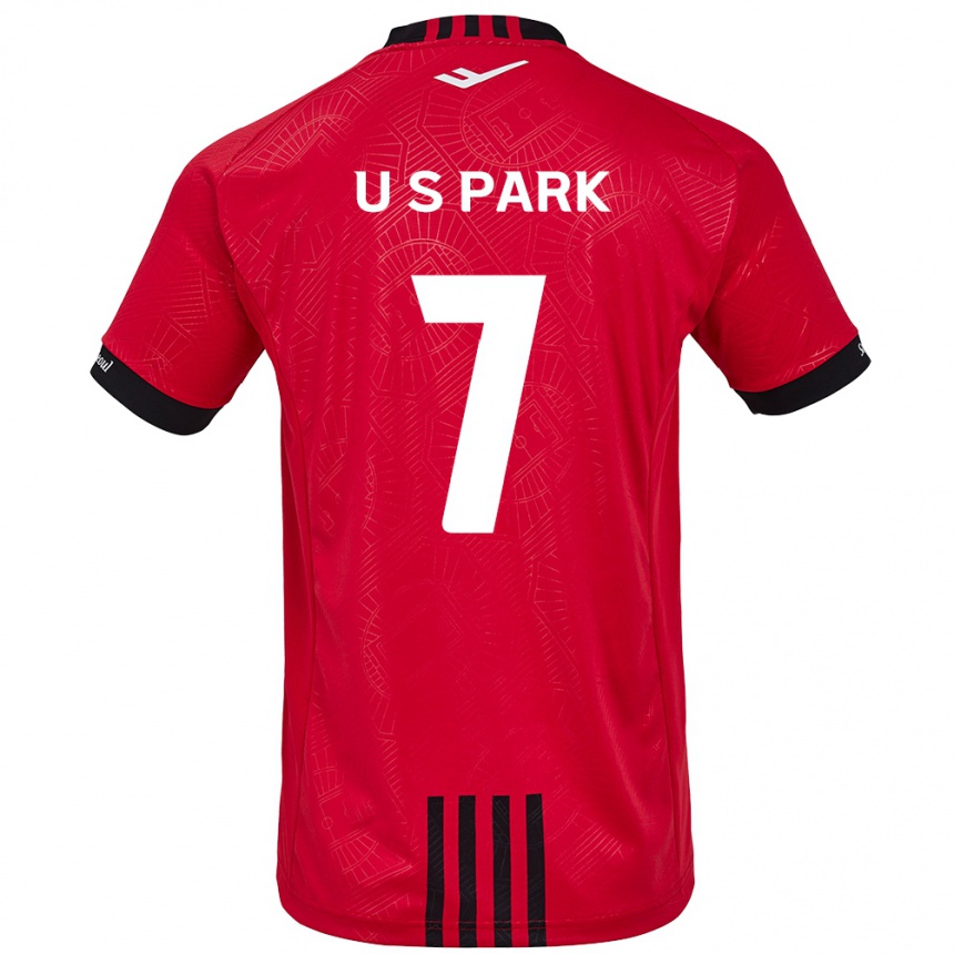 Niño Fútbol Camiseta Sun-Uk Park #7 Negro Rojo 1ª Equipación 2024/25 Perú