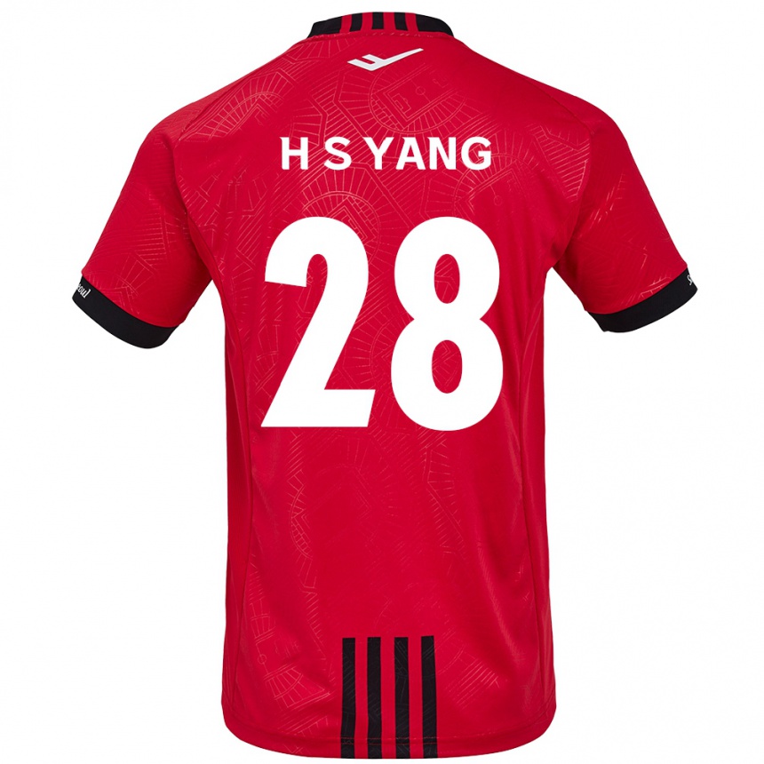 Niño Fútbol Camiseta Seung-Hyeon Yang #28 Negro Rojo 1ª Equipación 2024/25 Perú