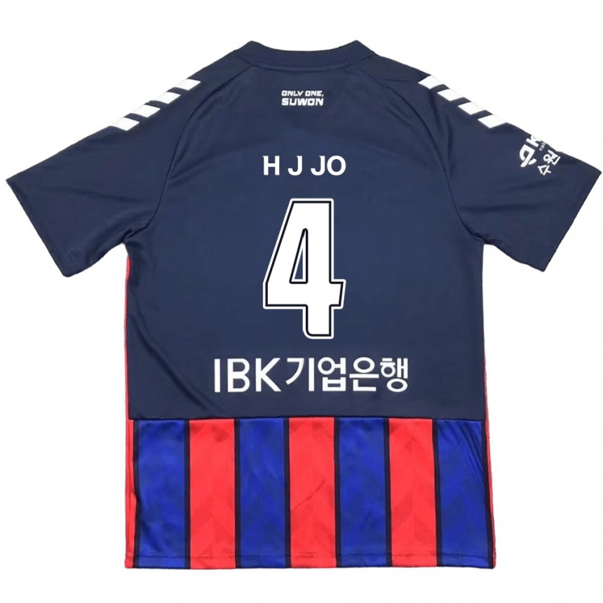 Niño Fútbol Camiseta Jun-Hyun Jo #4 Azul Rojo 1ª Equipación 2024/25 Perú