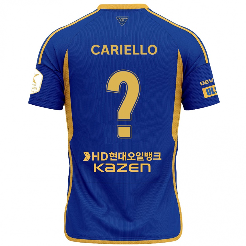 Niño Fútbol Camiseta Yago Cariello #0 Azul Amarillo 1ª Equipación 2024/25 Perú