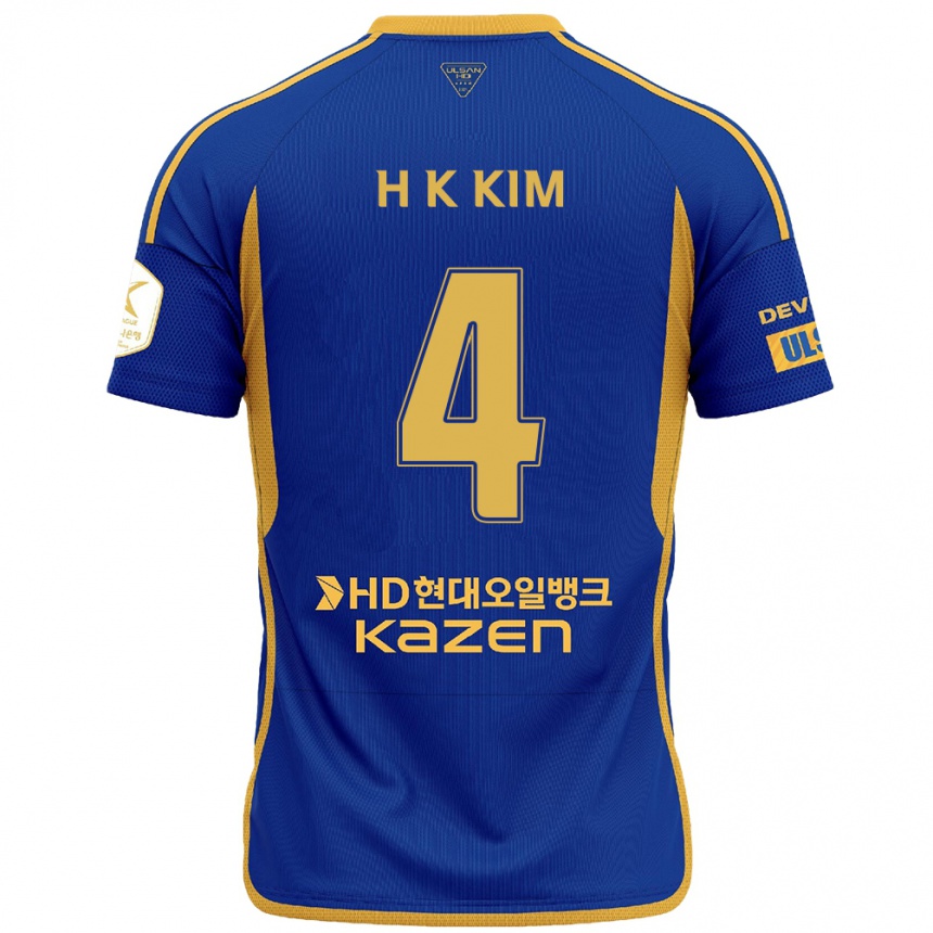 Niño Fútbol Camiseta Kee-Hee Kim #4 Azul Amarillo 1ª Equipación 2024/25 Perú