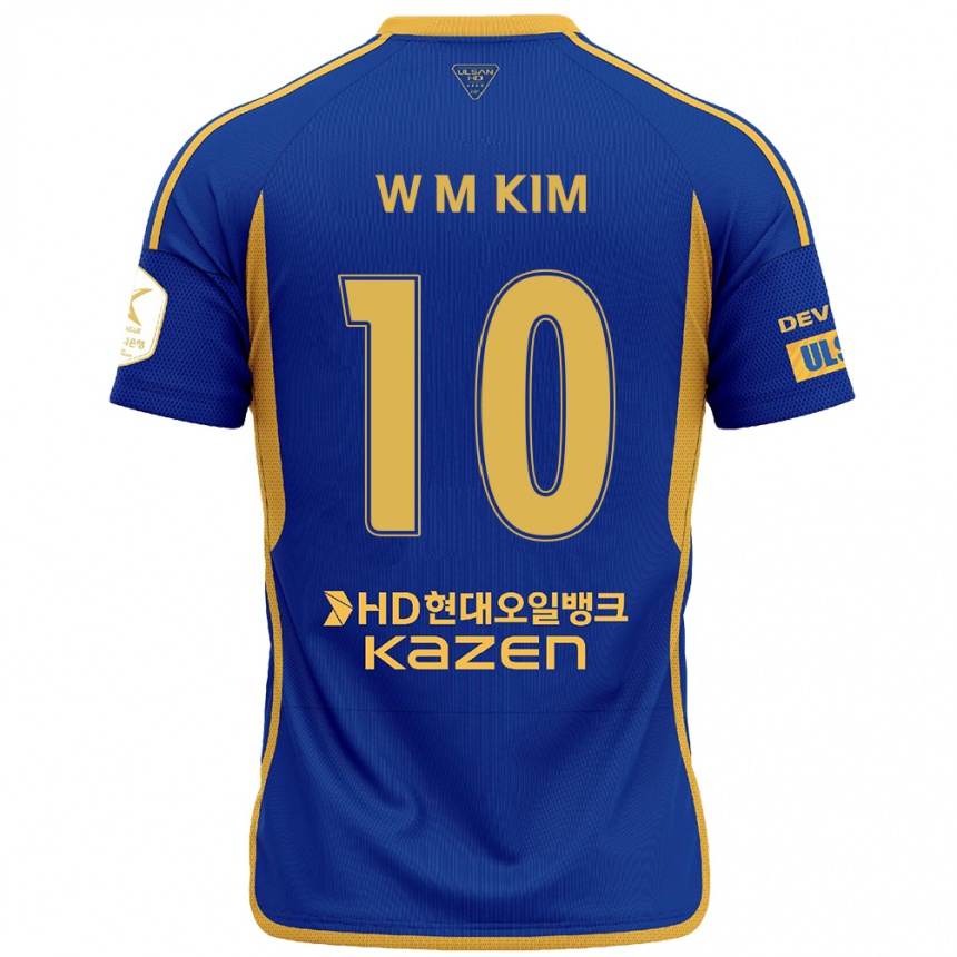 Niño Fútbol Camiseta Min-Woo Kim #10 Azul Amarillo 1ª Equipación 2024/25 Perú