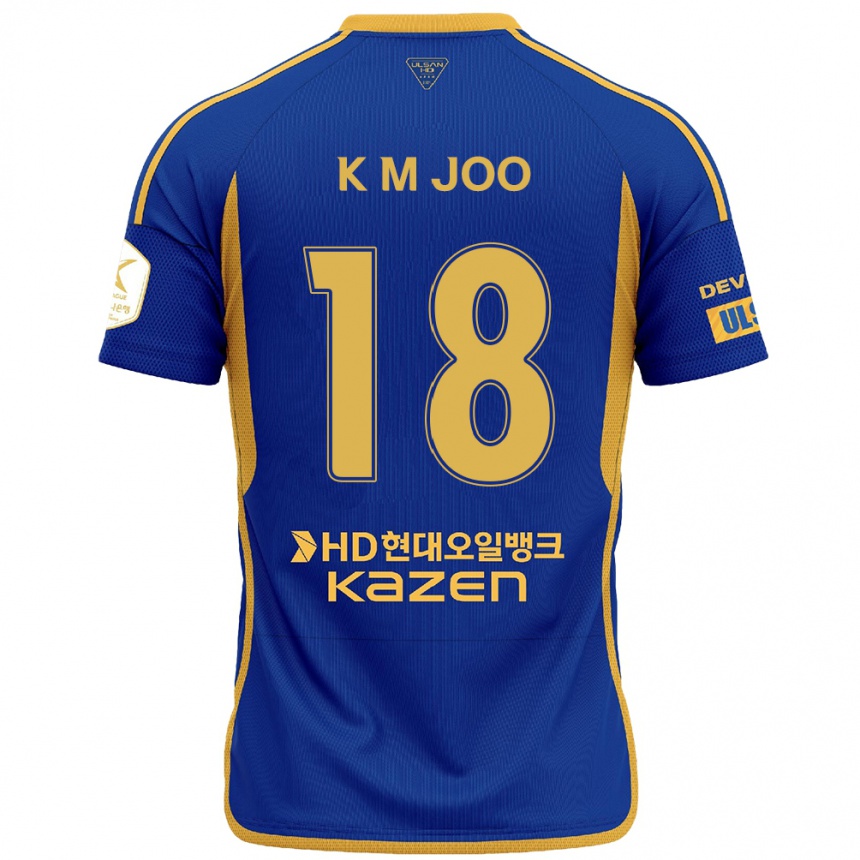 Niño Fútbol Camiseta Min-Kyu Joo #18 Azul Amarillo 1ª Equipación 2024/25 Perú