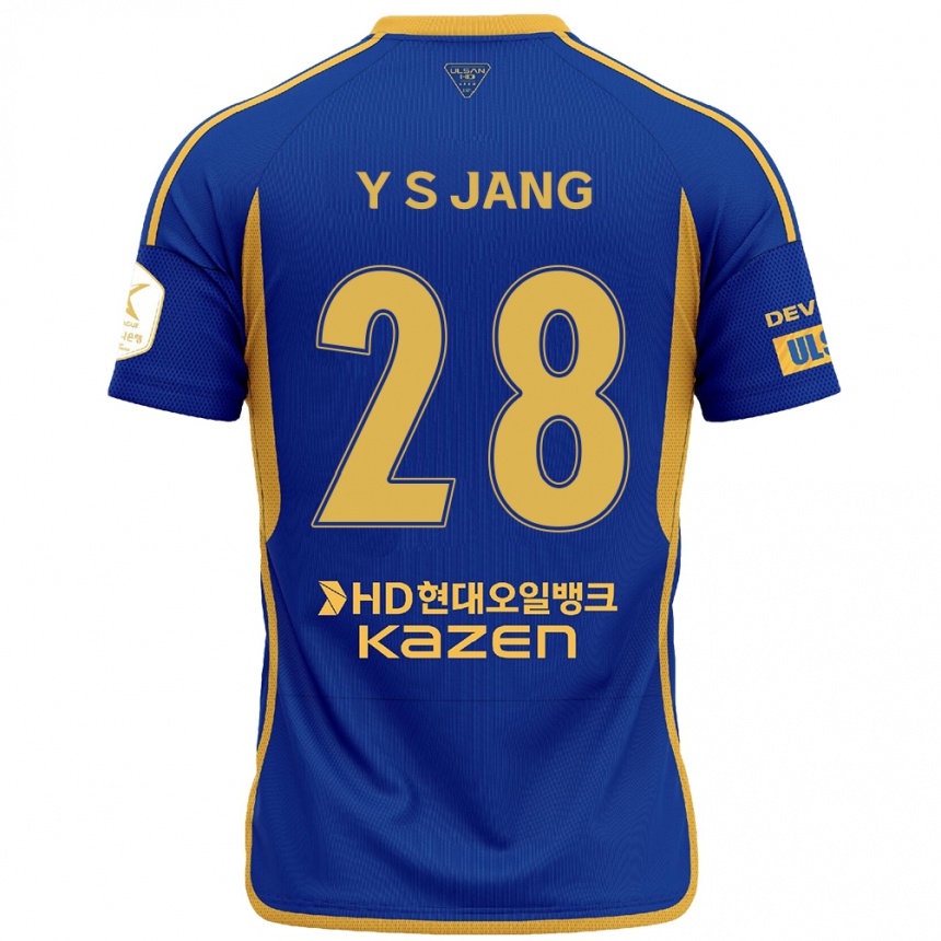 Niño Fútbol Camiseta See-Young Jang #28 Azul Amarillo 1ª Equipación 2024/25 Perú