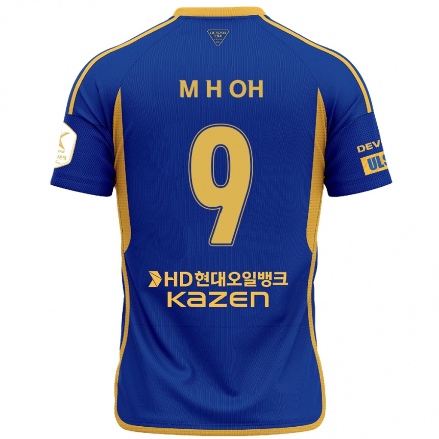 Niño Fútbol Camiseta Hyun-Min Oh #9 Azul Amarillo 1ª Equipación 2024/25 Perú