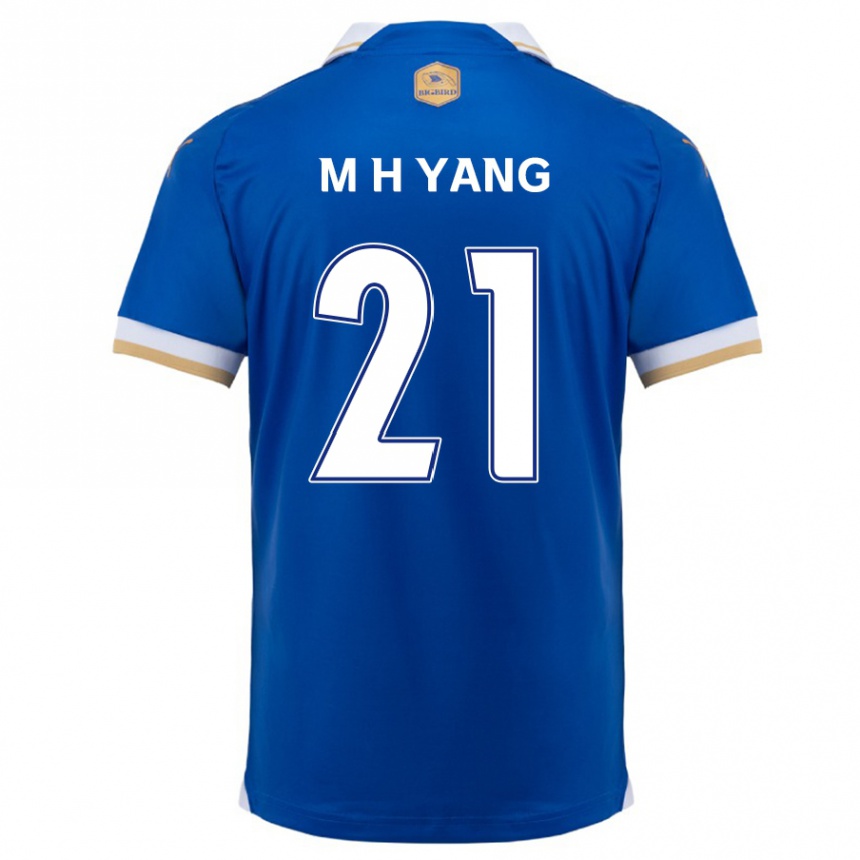 Niño Fútbol Camiseta Hyung-Mo Yang #21 Azul Blanco 1ª Equipación 2024/25 Perú