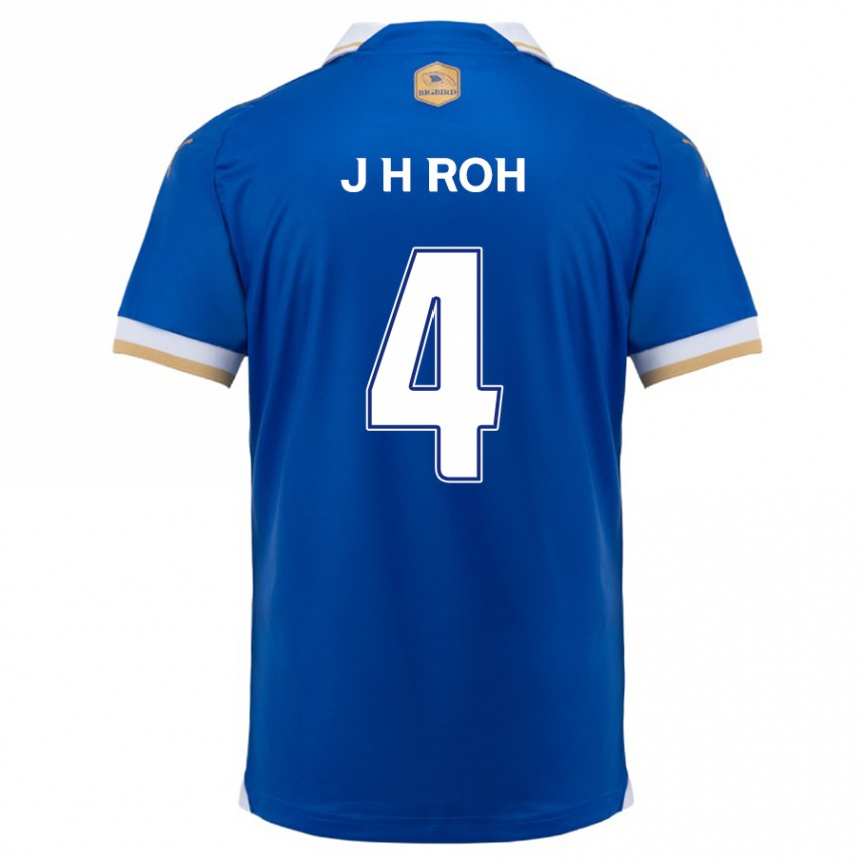 Niño Fútbol Camiseta Hyun-Jun Roh #4 Azul Blanco 1ª Equipación 2024/25 Perú