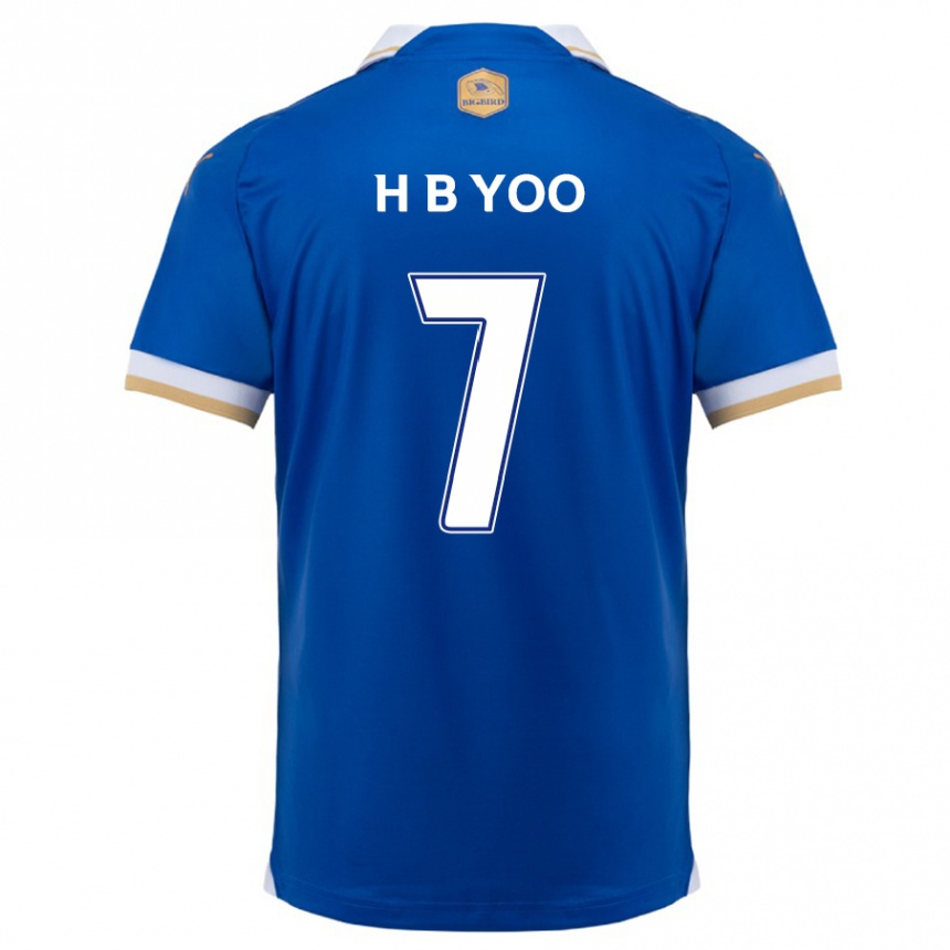 Niño Fútbol Camiseta Byung-Heon Yoo #7 Azul Blanco 1ª Equipación 2024/25 Perú