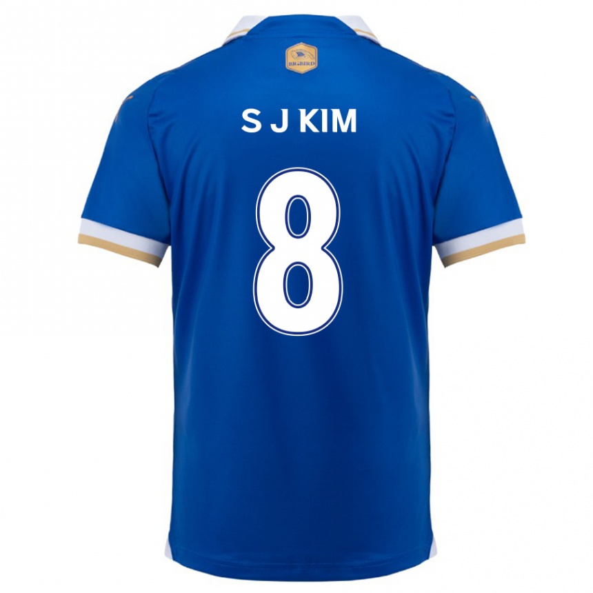 Niño Fútbol Camiseta Ji-Sung Kim #8 Azul Blanco 1ª Equipación 2024/25 Perú