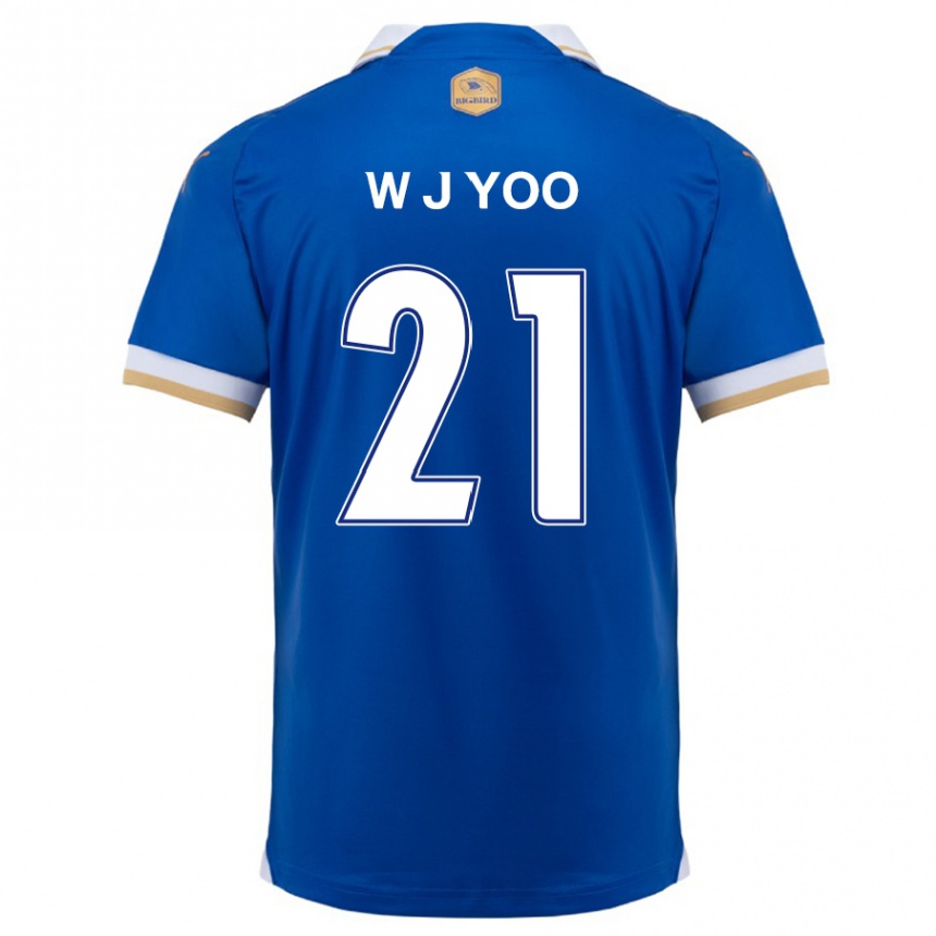 Niño Fútbol Camiseta Jin-Wook Yoo #21 Azul Blanco 1ª Equipación 2024/25 Perú