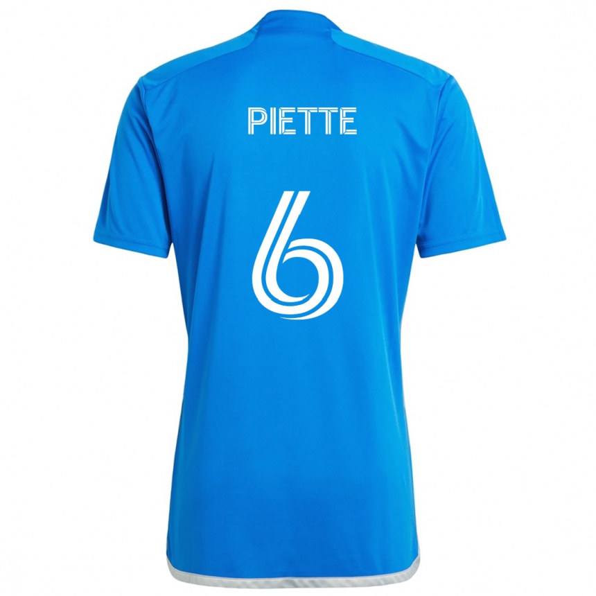 Niño Fútbol Camiseta Samuel Piette #6 Azul Blanco 1ª Equipación 2024/25 Perú