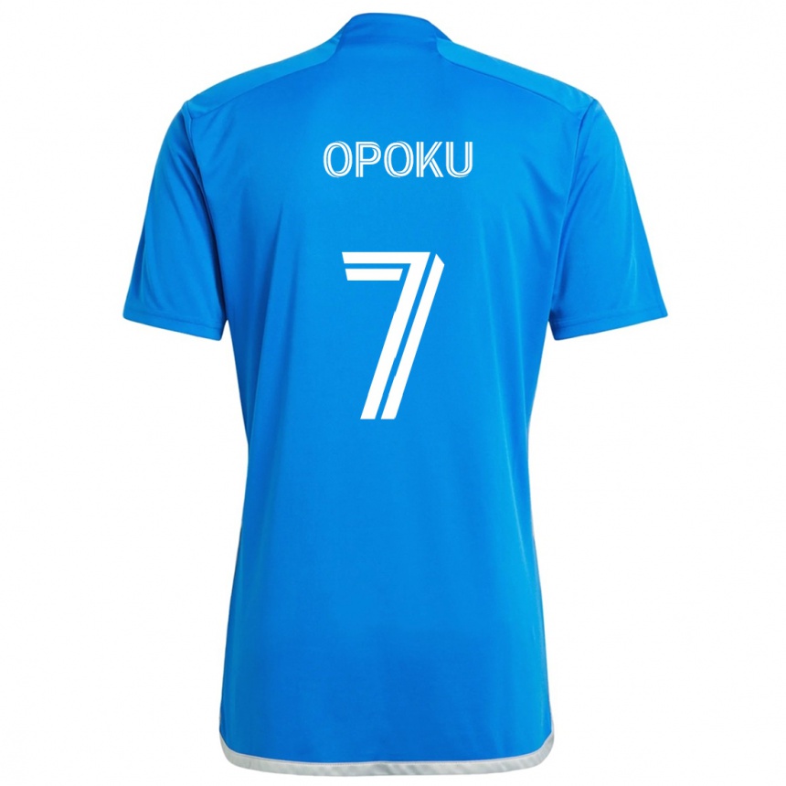 Niño Fútbol Camiseta Kwadwo Opoku #7 Azul Blanco 1ª Equipación 2024/25 Perú