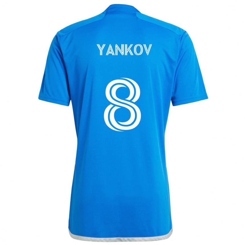 Niño Fútbol Camiseta Dominik Yankov #8 Azul Blanco 1ª Equipación 2024/25 Perú