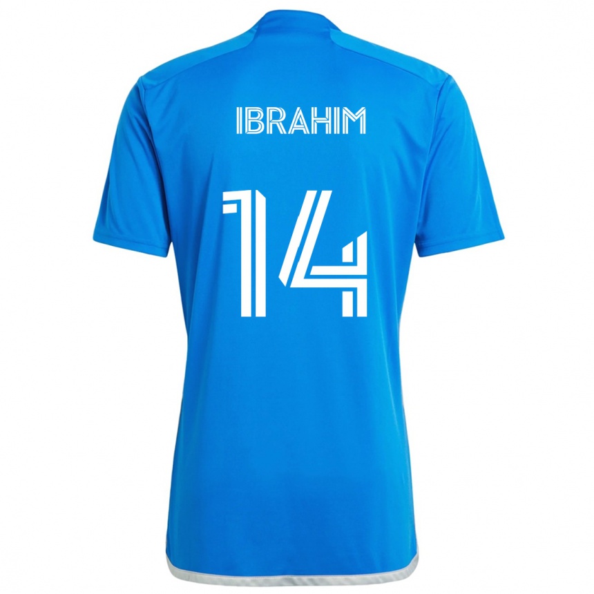 Niño Fútbol Camiseta Sunusi Ibrahim #14 Azul Blanco 1ª Equipación 2024/25 Perú