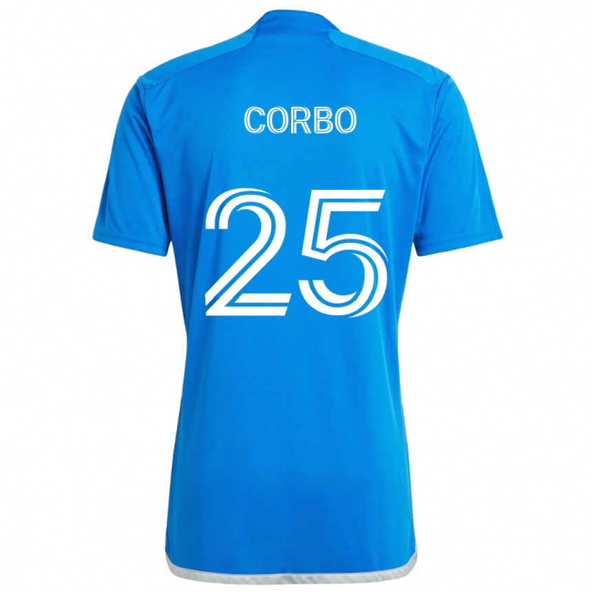 Niño Fútbol Camiseta Gabriele Corbo #25 Azul Blanco 1ª Equipación 2024/25 Perú