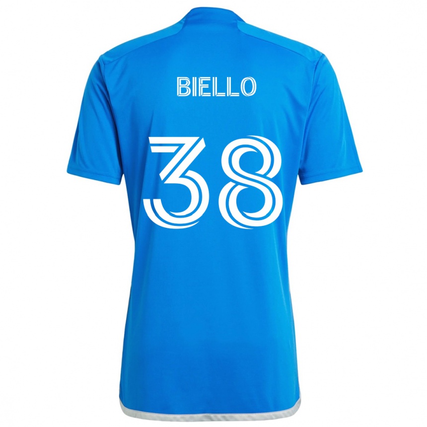 Niño Fútbol Camiseta Alessandro Biello #38 Azul Blanco 1ª Equipación 2024/25 Perú